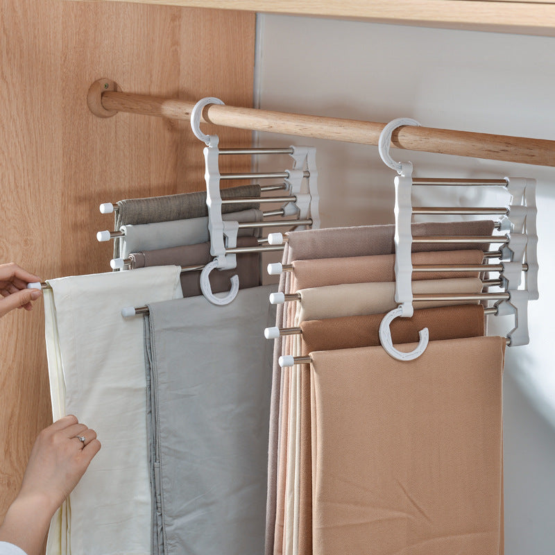 Telescopic Folding Multifunctional Pants Rack - Wardrobe Organizer, Space Saving, Easy to Use