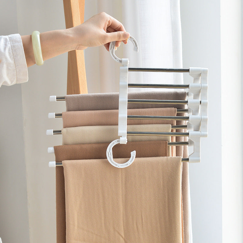 Telescopic Folding Multifunctional Pants Rack - Wardrobe Organizer, Space Saving, Easy to Use