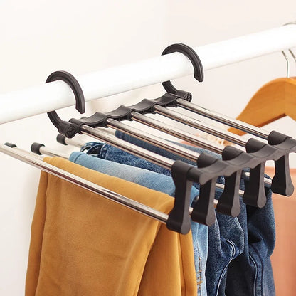 Telescopic Folding Multifunctional Pants Rack - Wardrobe Organizer, Space Saving, Easy to Use