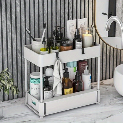 2PC Under Sink Organizer Rack – Space-Saving Storage for Kitchen & Bathroom!